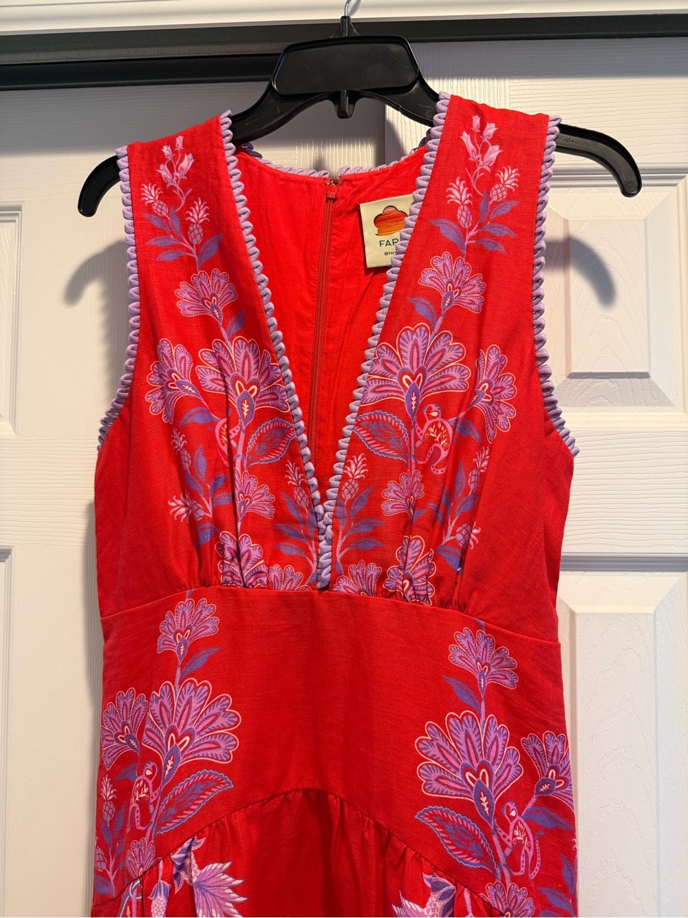NWT FARM Rio, Porcelain Garden Red Maxi Dress, Floral Design - Picture 4 of 8